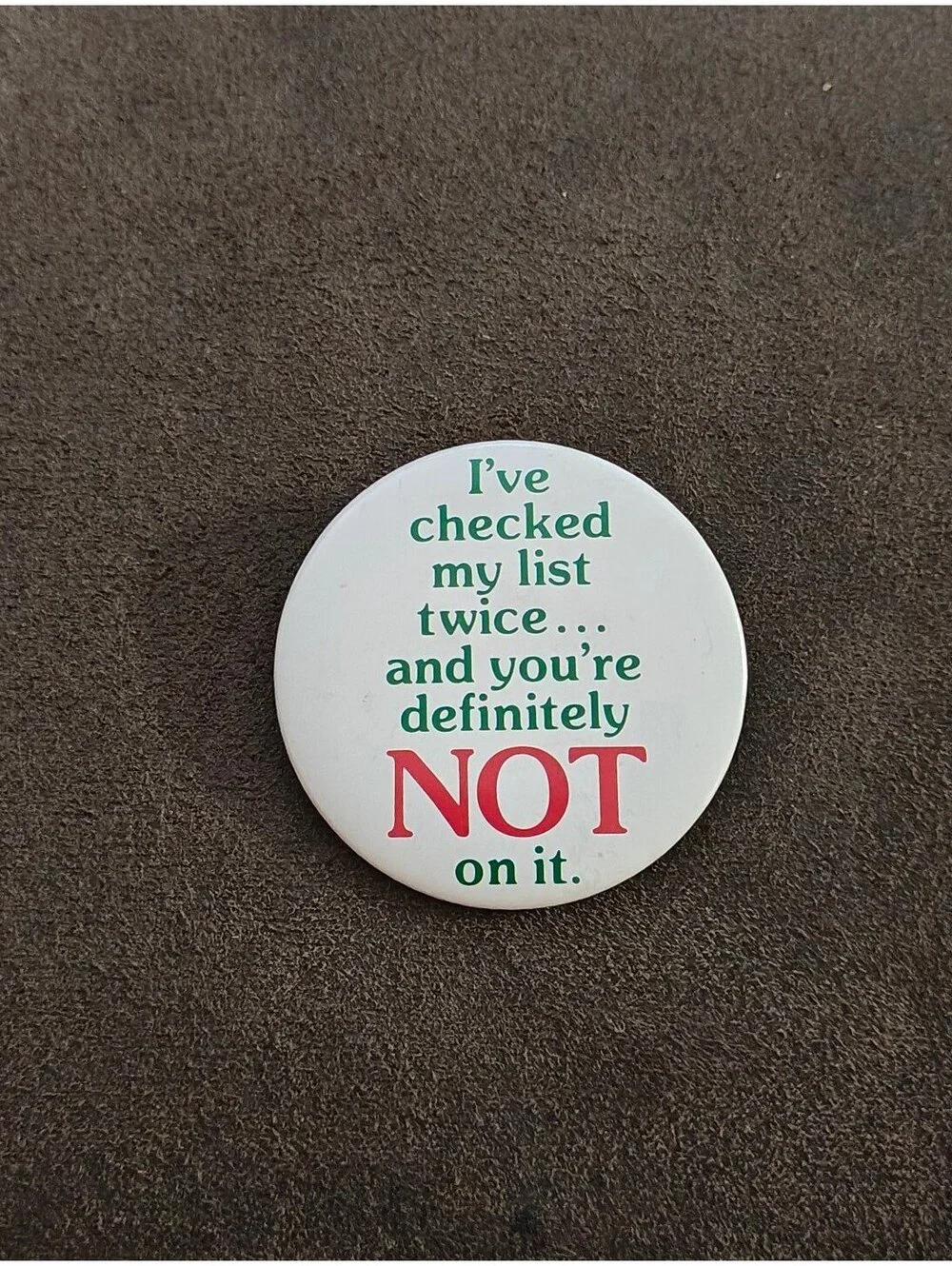 1980s Christmas Humorous Pin Button
